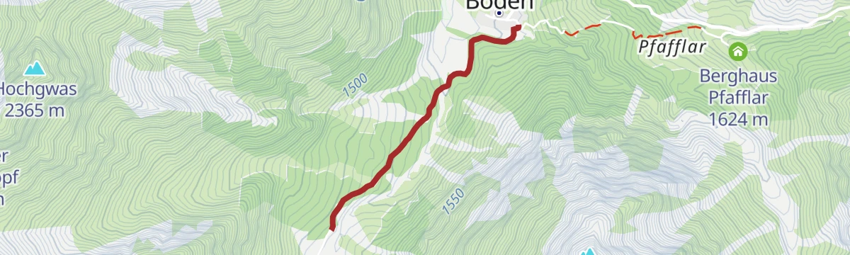 Route map: Boden zum Angerleboden